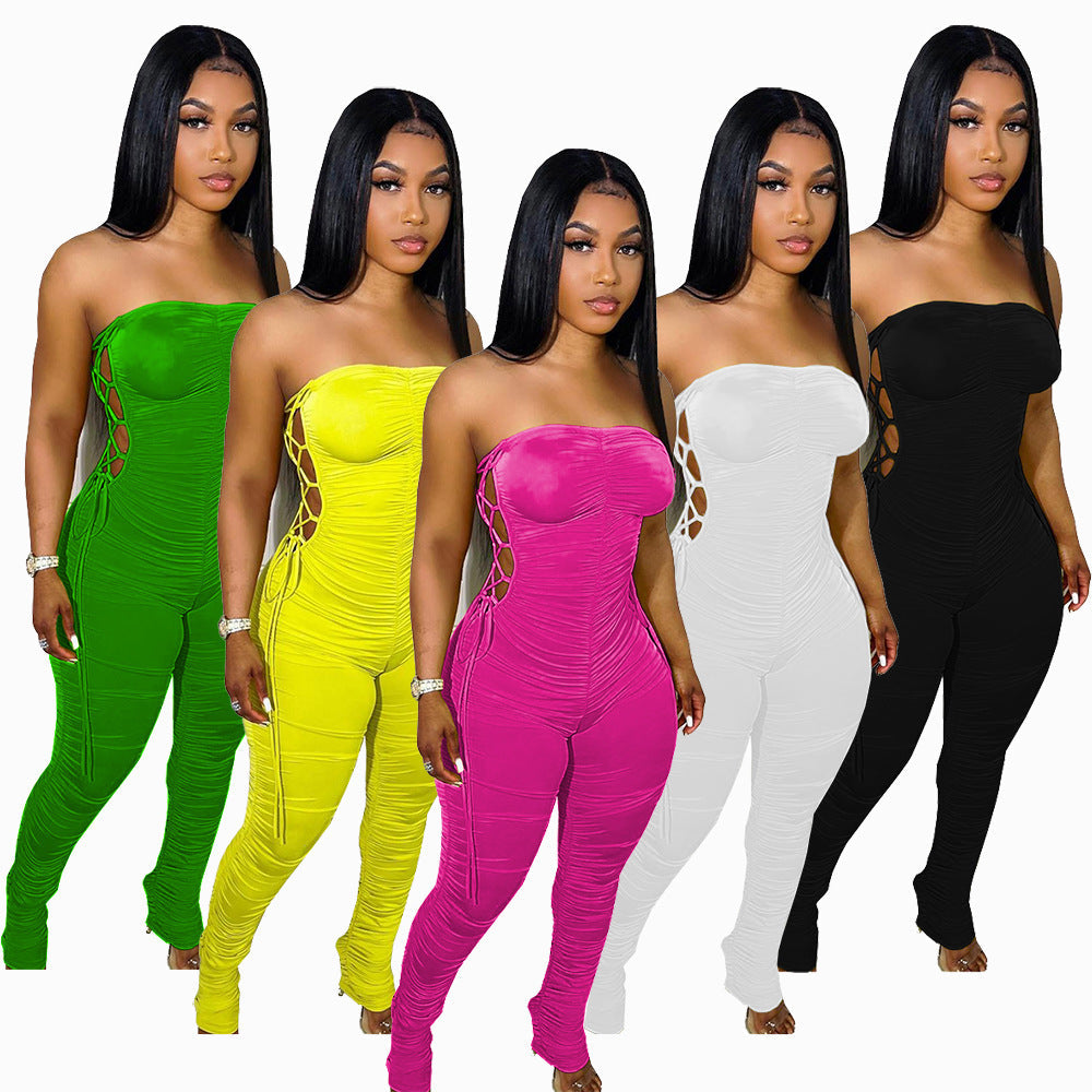 Slim Fit Side Tie Milk Silk Jumpsuit