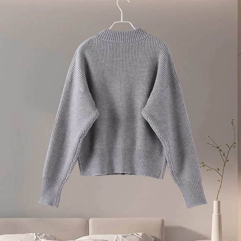 Casual Solid Color Zip Up Knit Cardigan