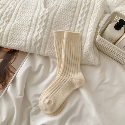 Casual Solid Color Thicken Plush Crew Socks