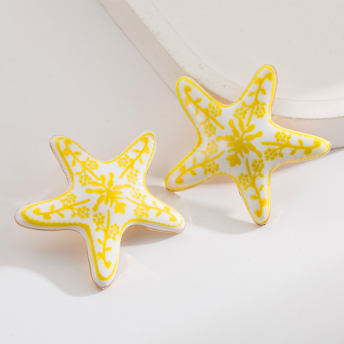 Marine Starfish Enamel Earrings Trendy Beach Vacation Style