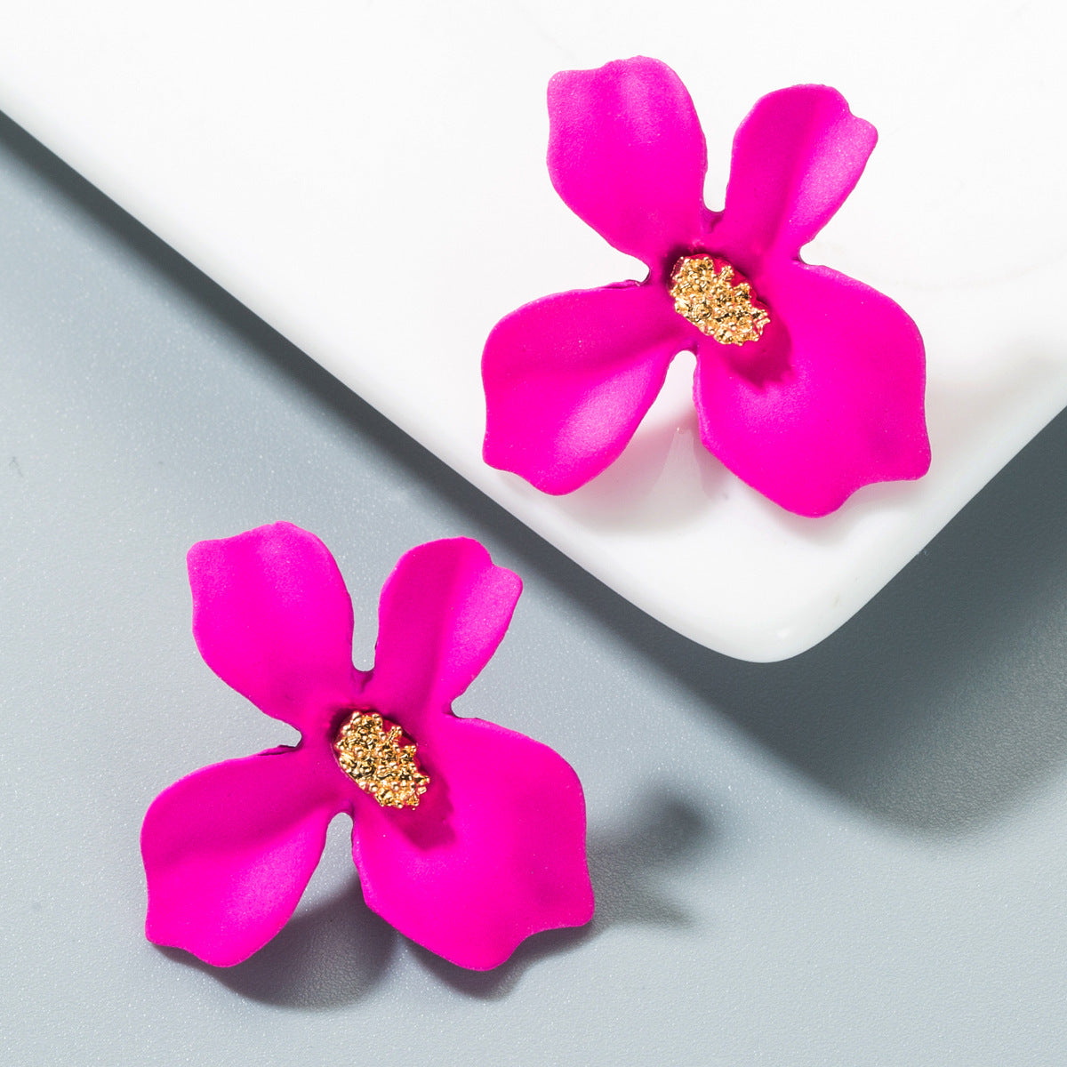 Trendy Floral Alloy Earrings Casual Chic Ear Studs