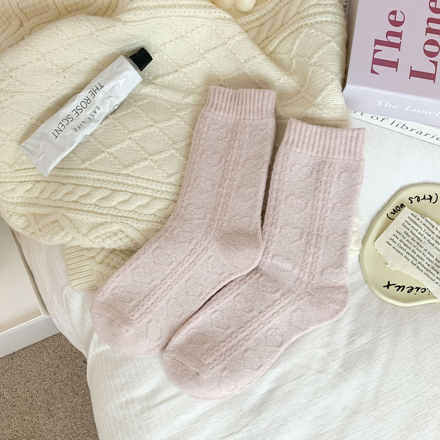 Rufia - Pastel Green &amp; Pink Winter Socks