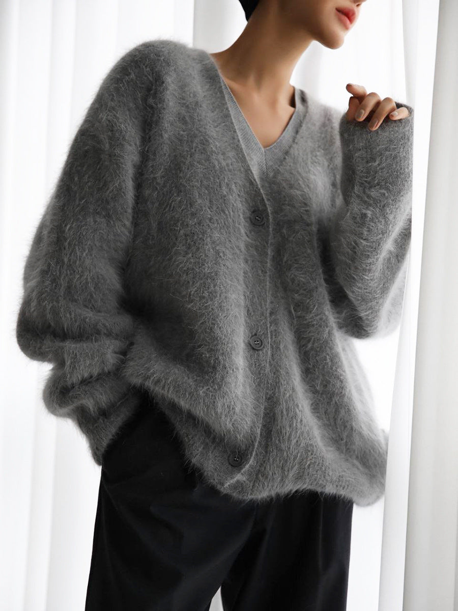 Cozy Chunky Knit Cardigan V-Neck Sweater