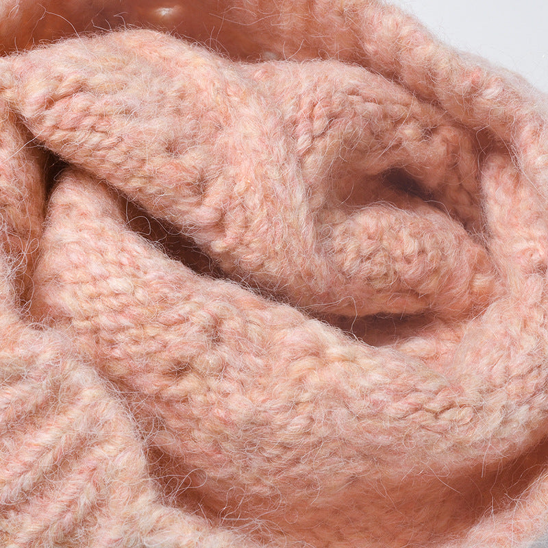 Solid Color Jacquard Knit Beanie
