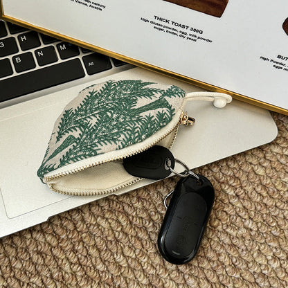 Mini Embroidered Key Pouch Portable Keychain Wallet