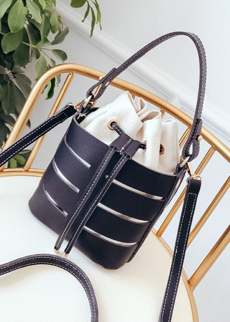 Structured Bucket Bag with Canvas Pouch