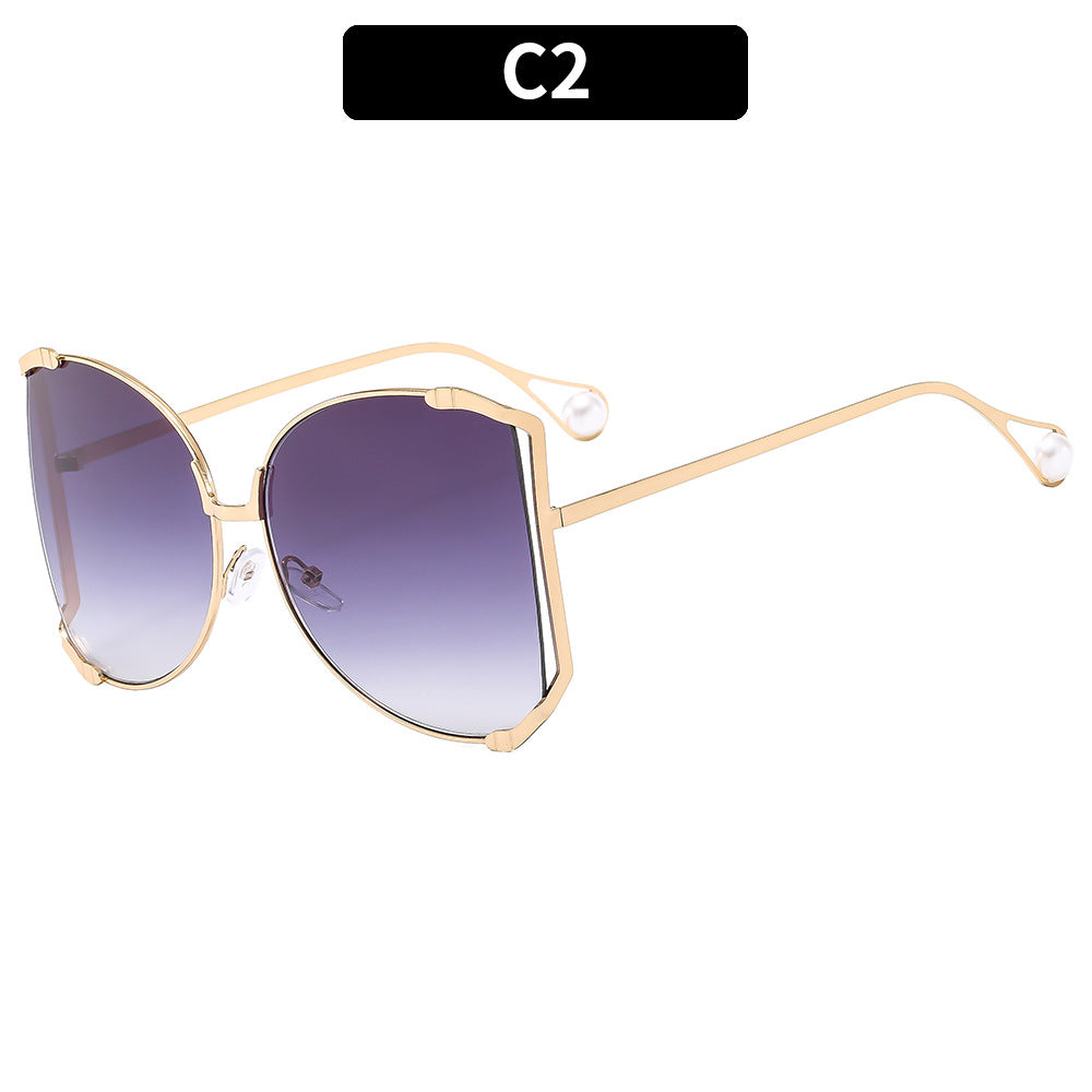 Trendy Oversized Metal Sunglasses UV400 Protection