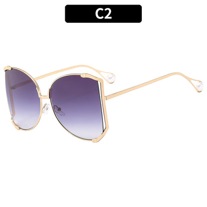 Trendy Oversized Metal Sunglasses UV400 Protection