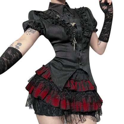 Spider Web Pumpkin Midi Skirt Urban Chic Lace Detail