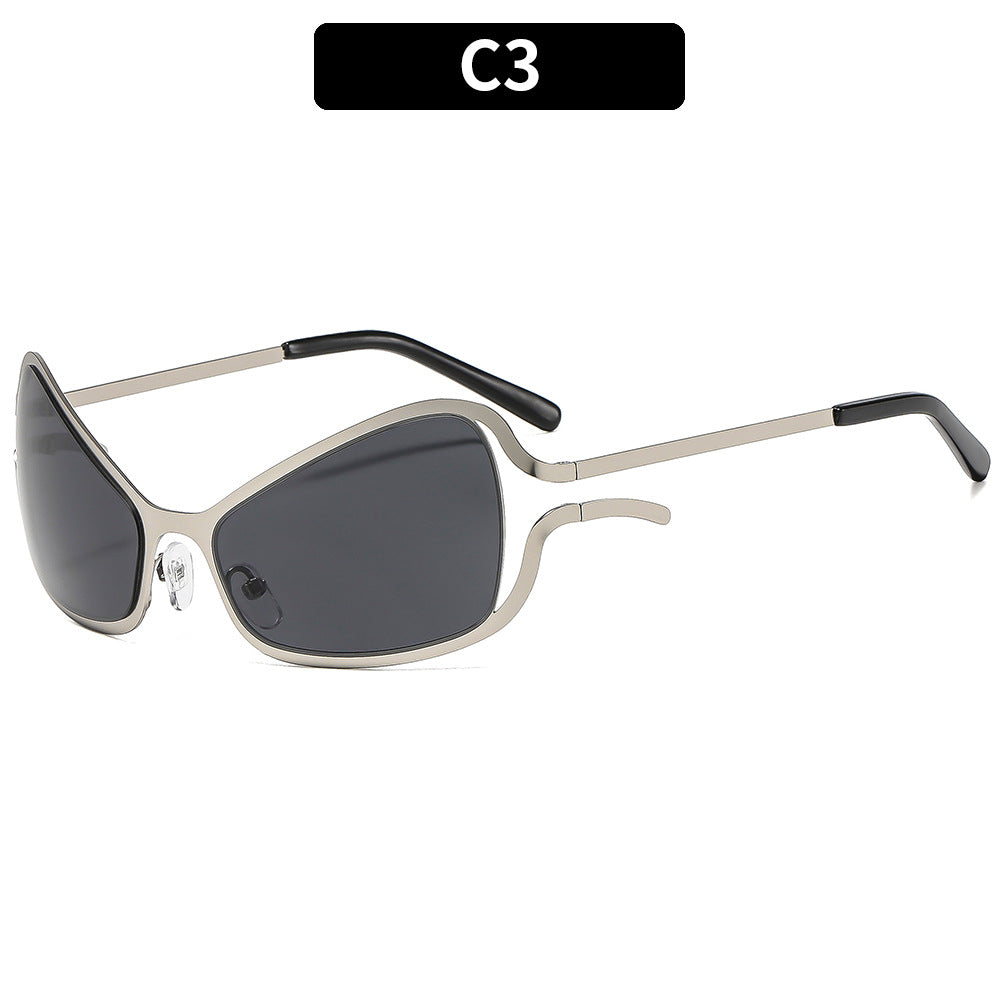 Trendy Y2K Metal Sunglasses Hip Hop Style Shaped Shades