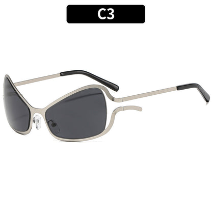 Trendy Y2K Metal Sunglasses Hip Hop Style Shaped Shades