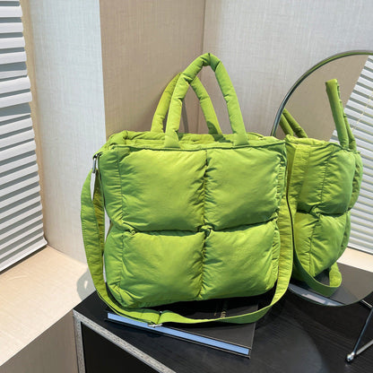 Soft Quilted Nylon Tote Bag Stylish Casual Handbag