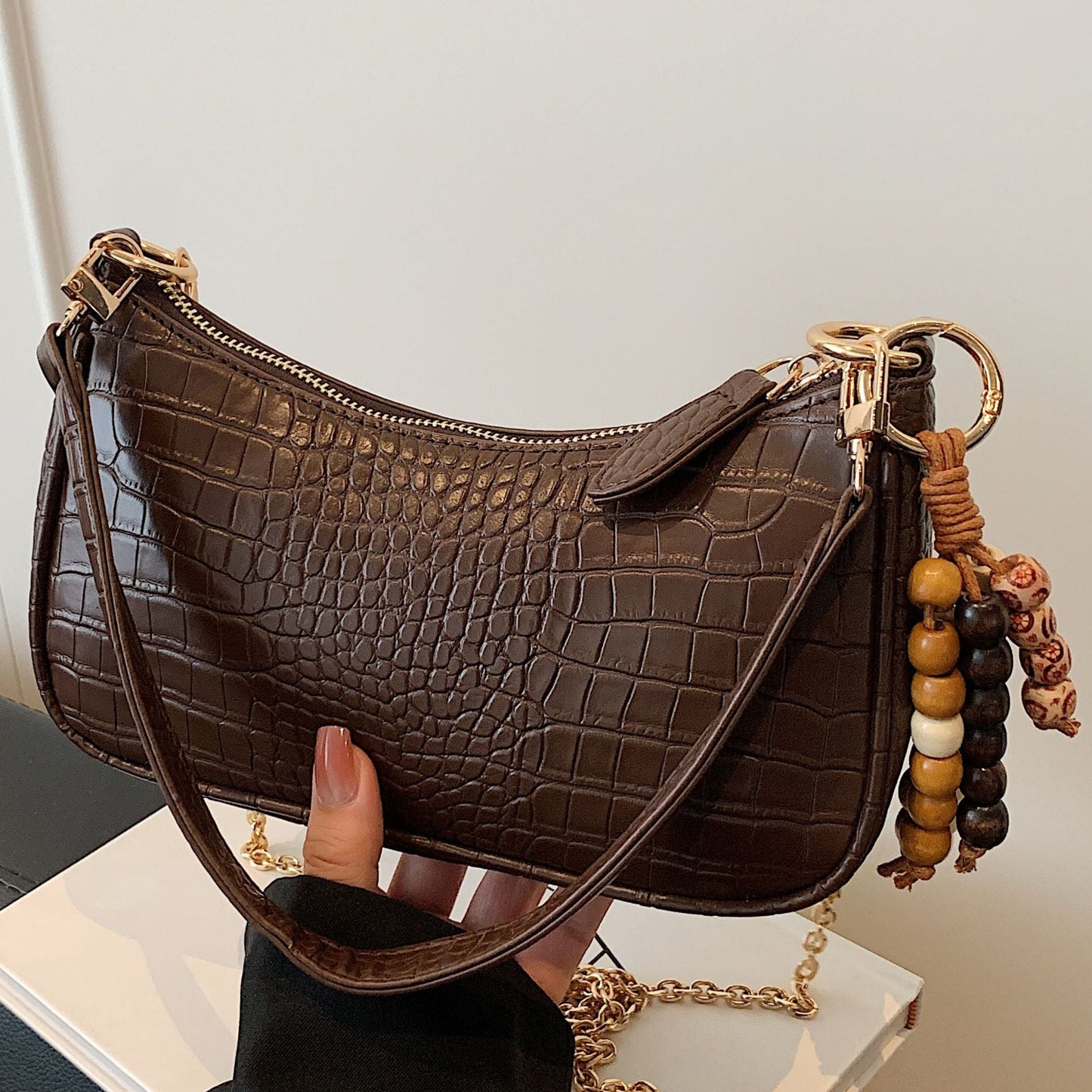 Trendy Croc Texture Mini Shoulder Bag for Women