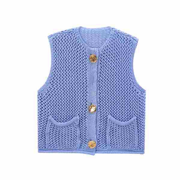 Trendy Round Neck Sleeveless Knit Top