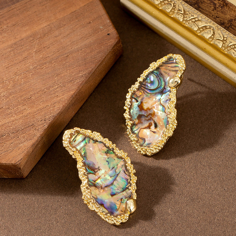 Chic Geometric Abalone Shell Earrings With 925 Silver Posts