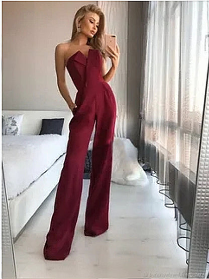 Elegant Maxi Jumpsuit With Mandarin Collar, Casual Comfort
