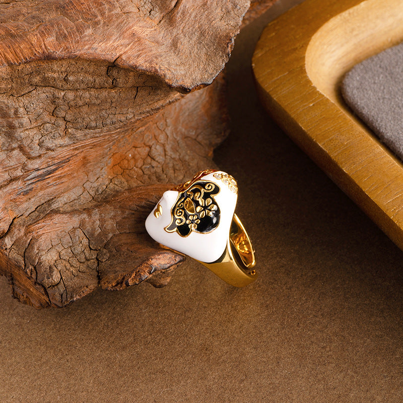 Stylish Creative New Chinese Opera Mask Ring Adjustable Open Band