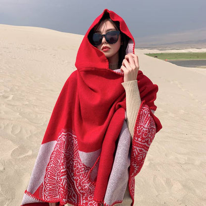 New Autumn And Winter Ethnic Scarf For Women Tibet Cloak Thickened Desert Cloak