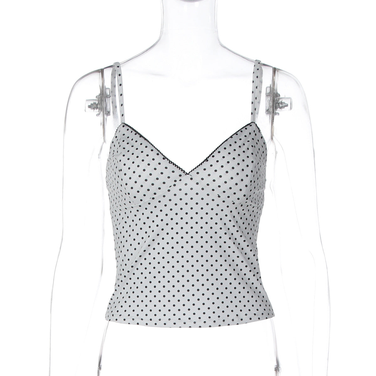 Trendy Polka Dot Cami Top Slim Fit Fashionable Women's Shirt
