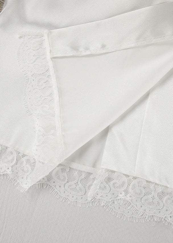 Satin Lace Nightwear Set With Slip Dress And Robe