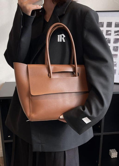 Spacious Pu Tote Bag With Minimalist Flap Design