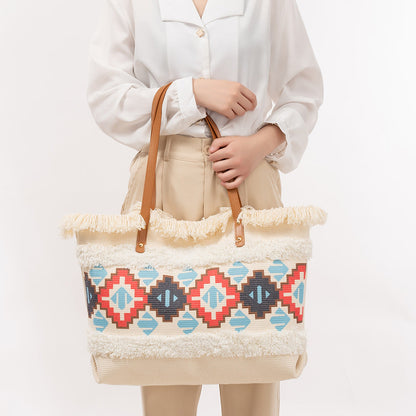 Tassel Print Tote Handbags