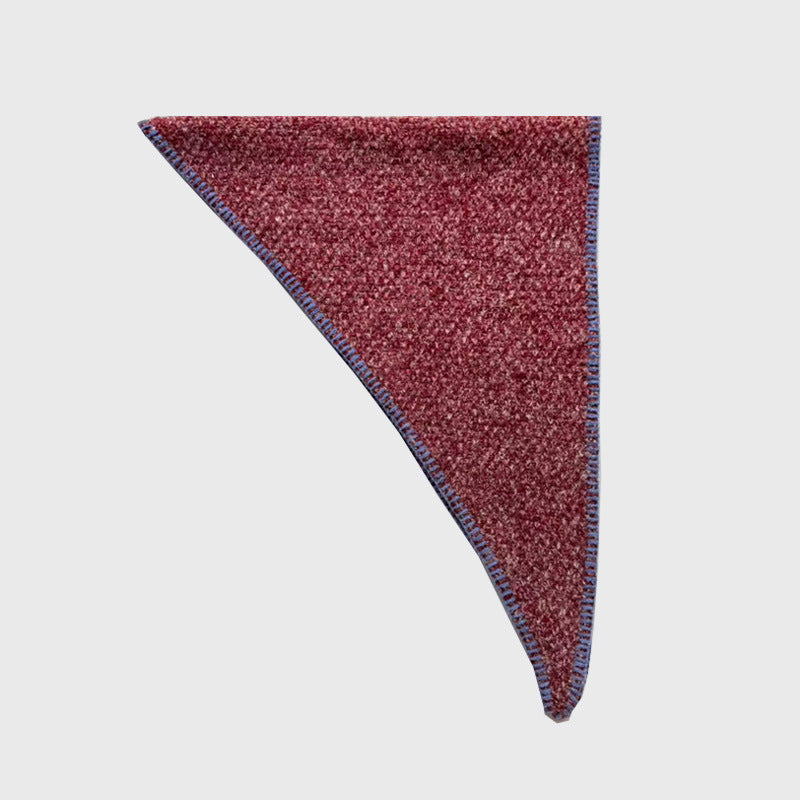 Hand-Knitted Wool Blend triangle Scarf Vintage Warm Knit Scarf