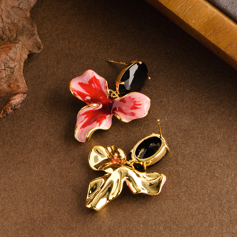 French Vintage Style Floral Drop Earrings With 925 Silver Hooks