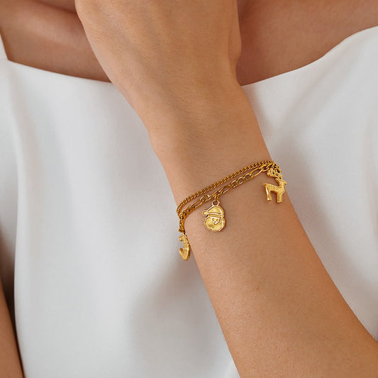 Trendy Reindeer Pendant Stainless Steel Bracelet