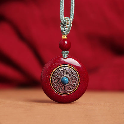 Vermilion Pendant Women'S Safety Buckle Six-Syllable Mantra Pendant Necklace