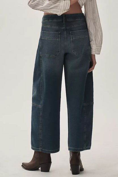 Simple Washed Straight Leg High Waist Jeans