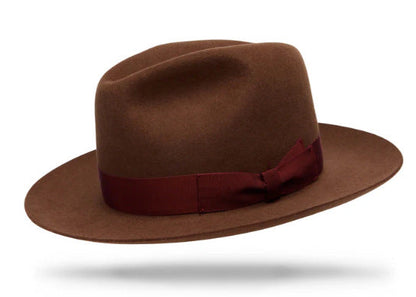 Stylish Wool Fedora Hat Classic British Wide-Brimmed Felt Hat