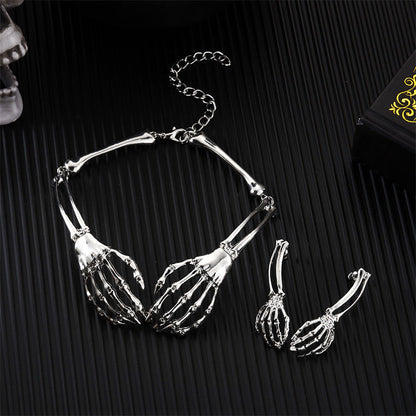 Halloween Stylish Skeleton Skull Claw Necklace