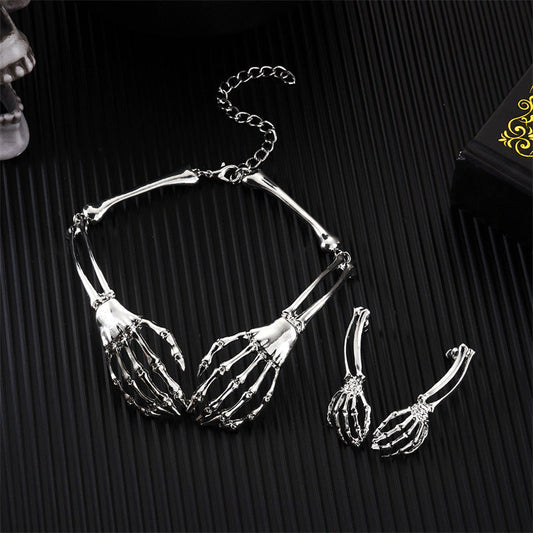 Halloween Stylish Skeleton Skull Claw Necklace