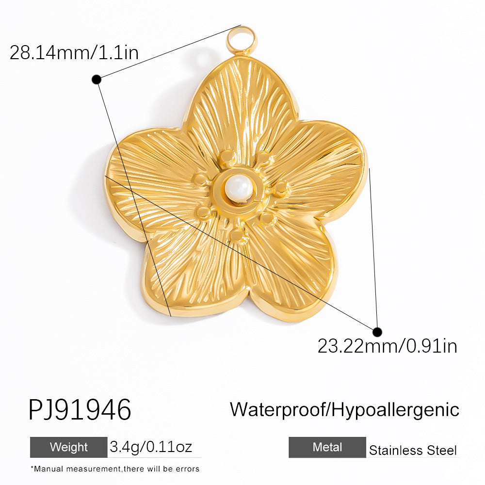 Coral Seashell Pendant 18K Gold Plated Stainless Steel Ocean Vacation Jewelry