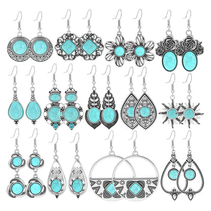 Bohemian Tassel Earrings Set Vintage Geometric Alloy Jewelry