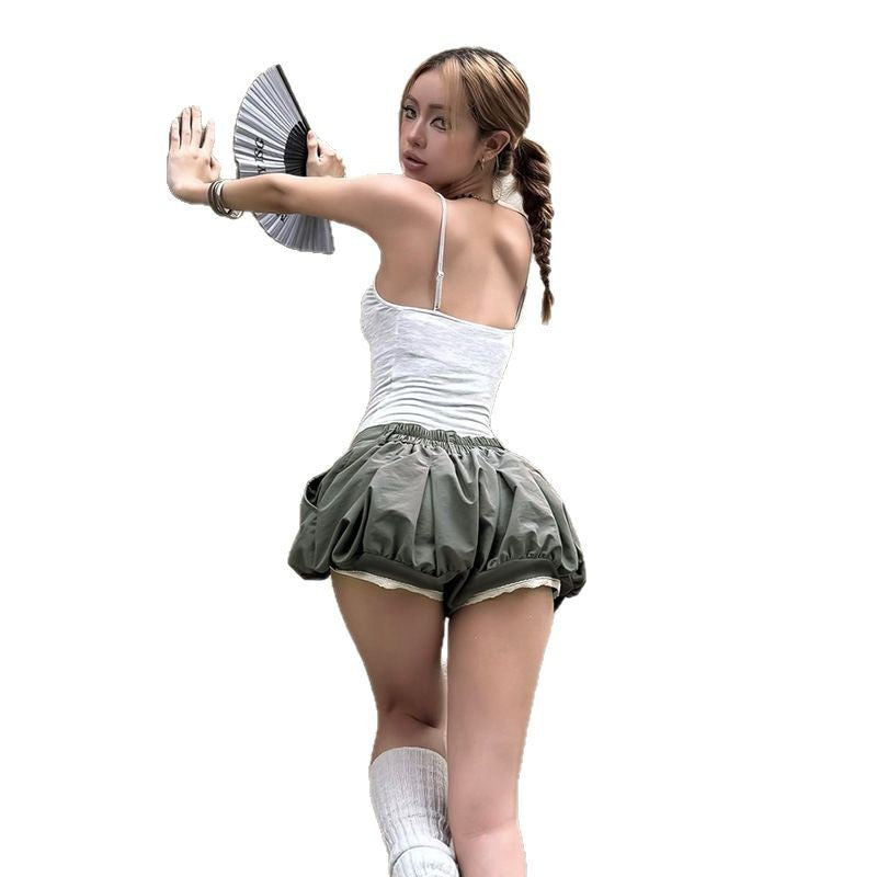 Low Waist Flower Bud Mini Skirt Trendy Casual A-Line Skirt