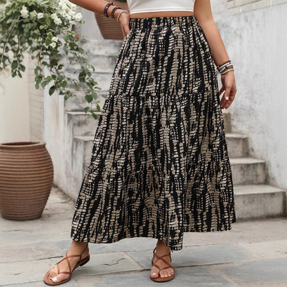High Waist Striped Maxi Skirt Casual Chic