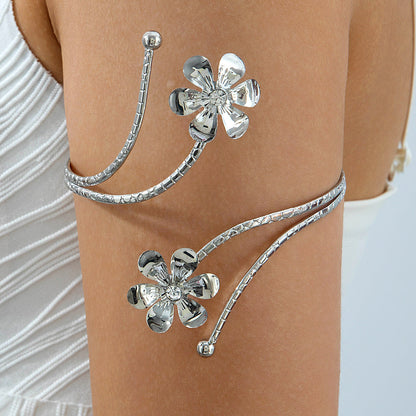 Floral Open Arm Cuff Bracelet Geometric Punk Style Beach Party Jewelry