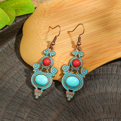 Vintage Style Alloy Earrings with Geometric Design and Bohemian Charm