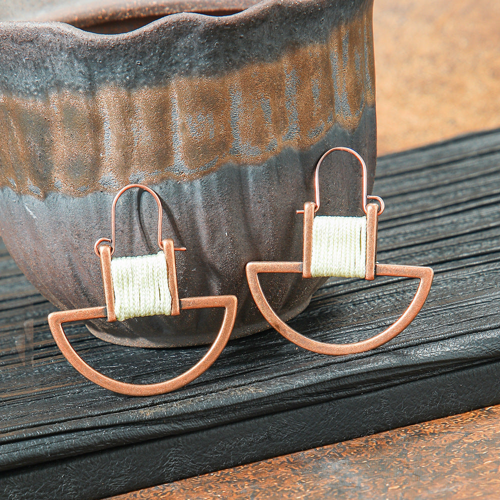 Retro Geometric Tassel Earrings Vintage Style for Women