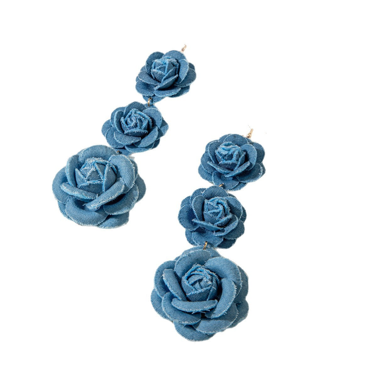 Trendy Floral Denim Tassel Earrings