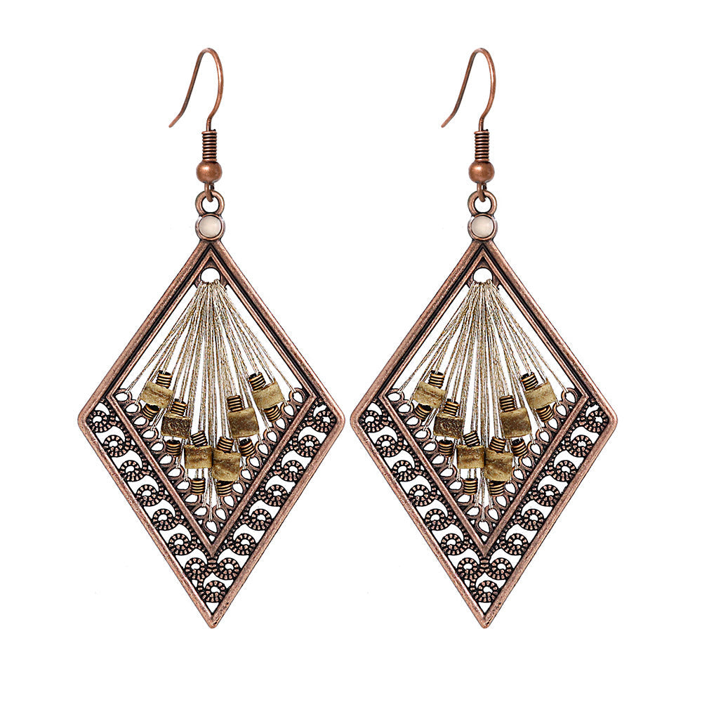 Retro Bohemian Geometric Tassel Earrings Set