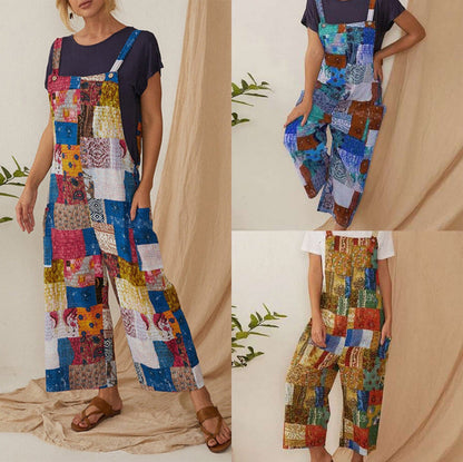 Women'S Clothing Bohemian Character Print Suspenders Jumpsuit