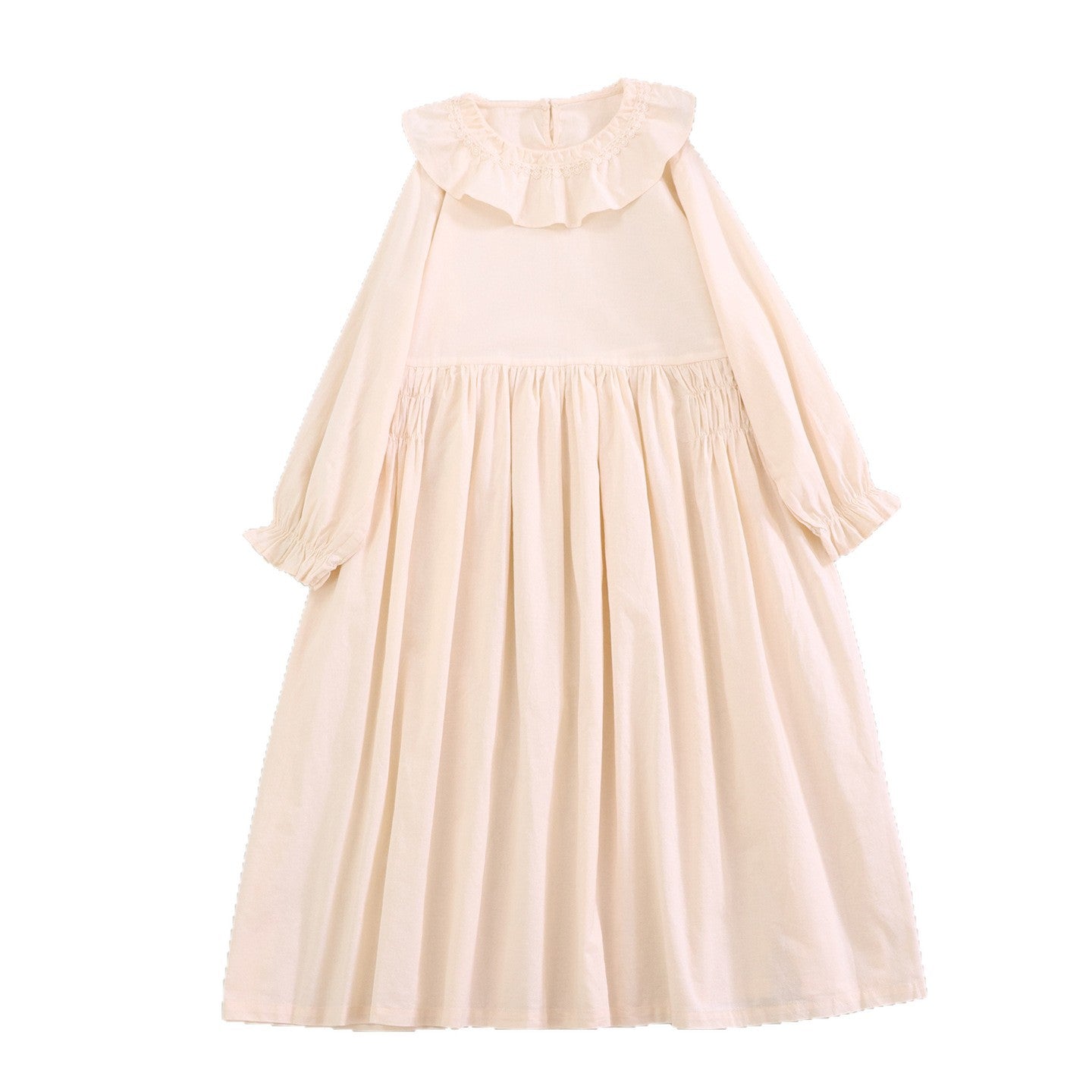 Sweet A-Line Ruffled Neck Long Sleeve Dress