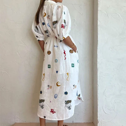 Trendy Floral Print Polyester Maxi Dress with Bow Tie