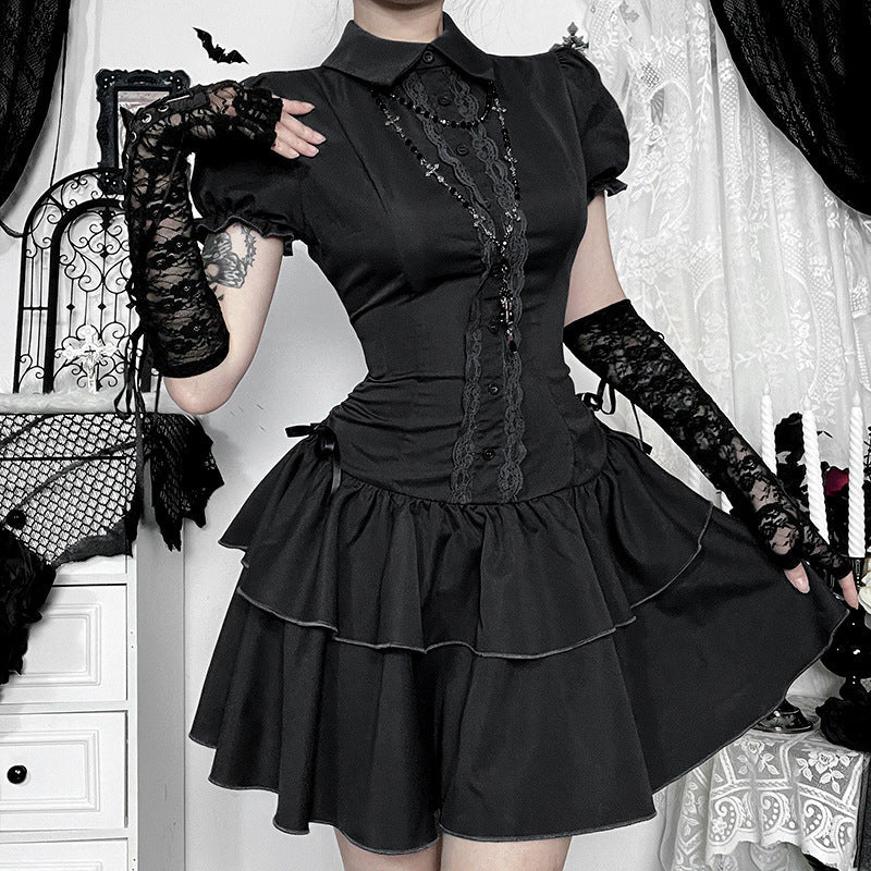 Butterfly Bow Short Sleeve Dress Elegant Casual A-Line