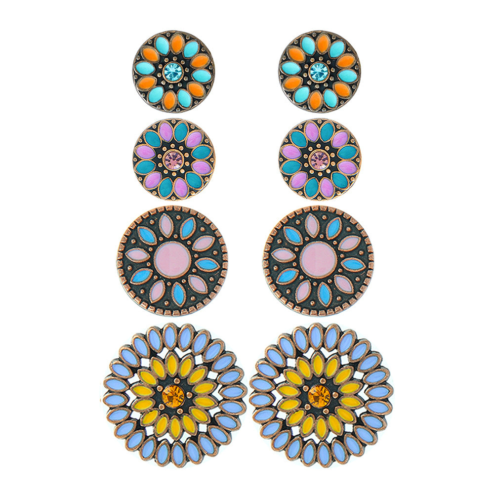 Colorful Bohemian Flower Drop Earrings Stylish Zinc Alloy Jewelry