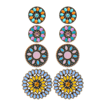 Colorful Bohemian Flower Drop Earrings Stylish Zinc Alloy Jewelry