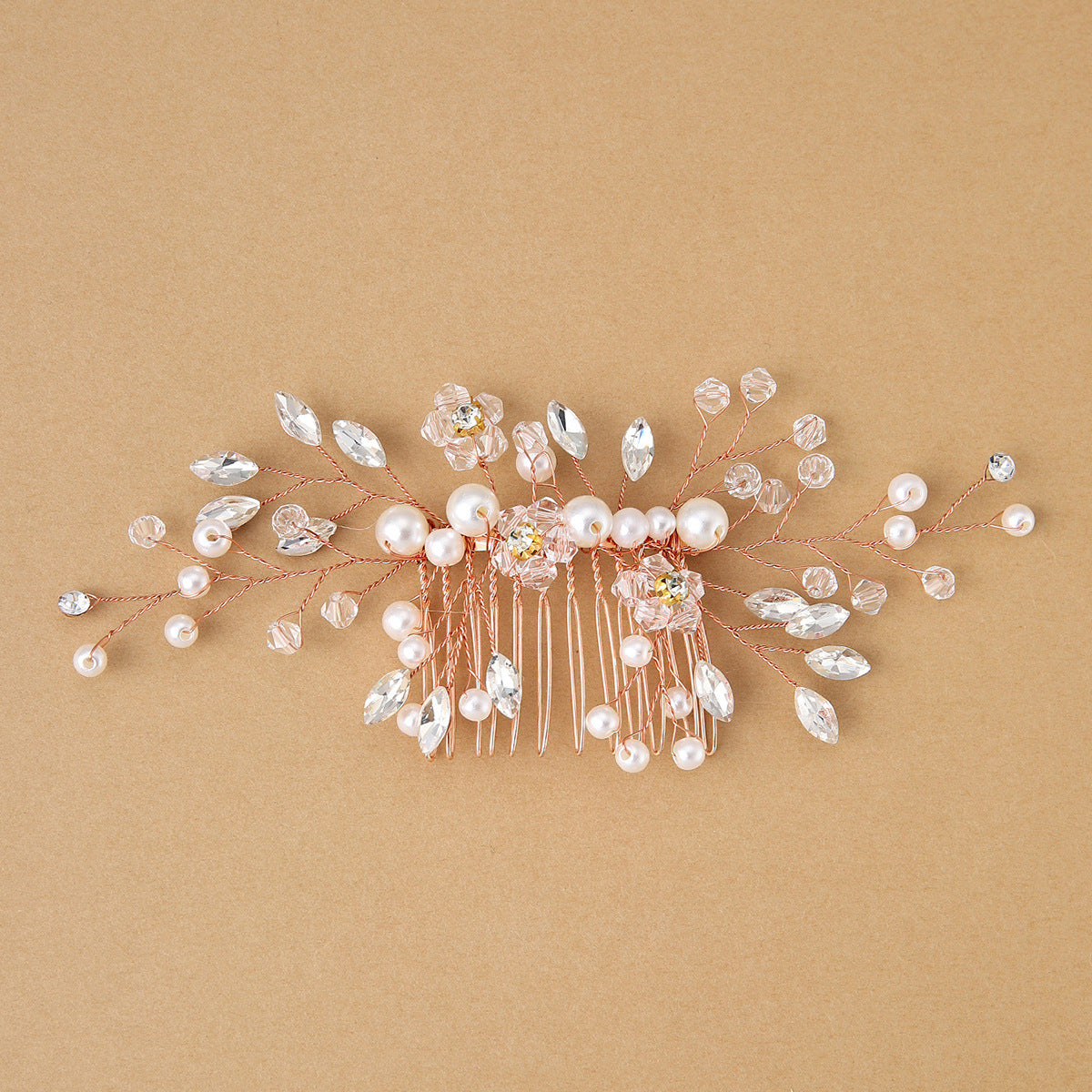 Elegant Pearl Hair Comb White Crystal Bridal Hair Accessory